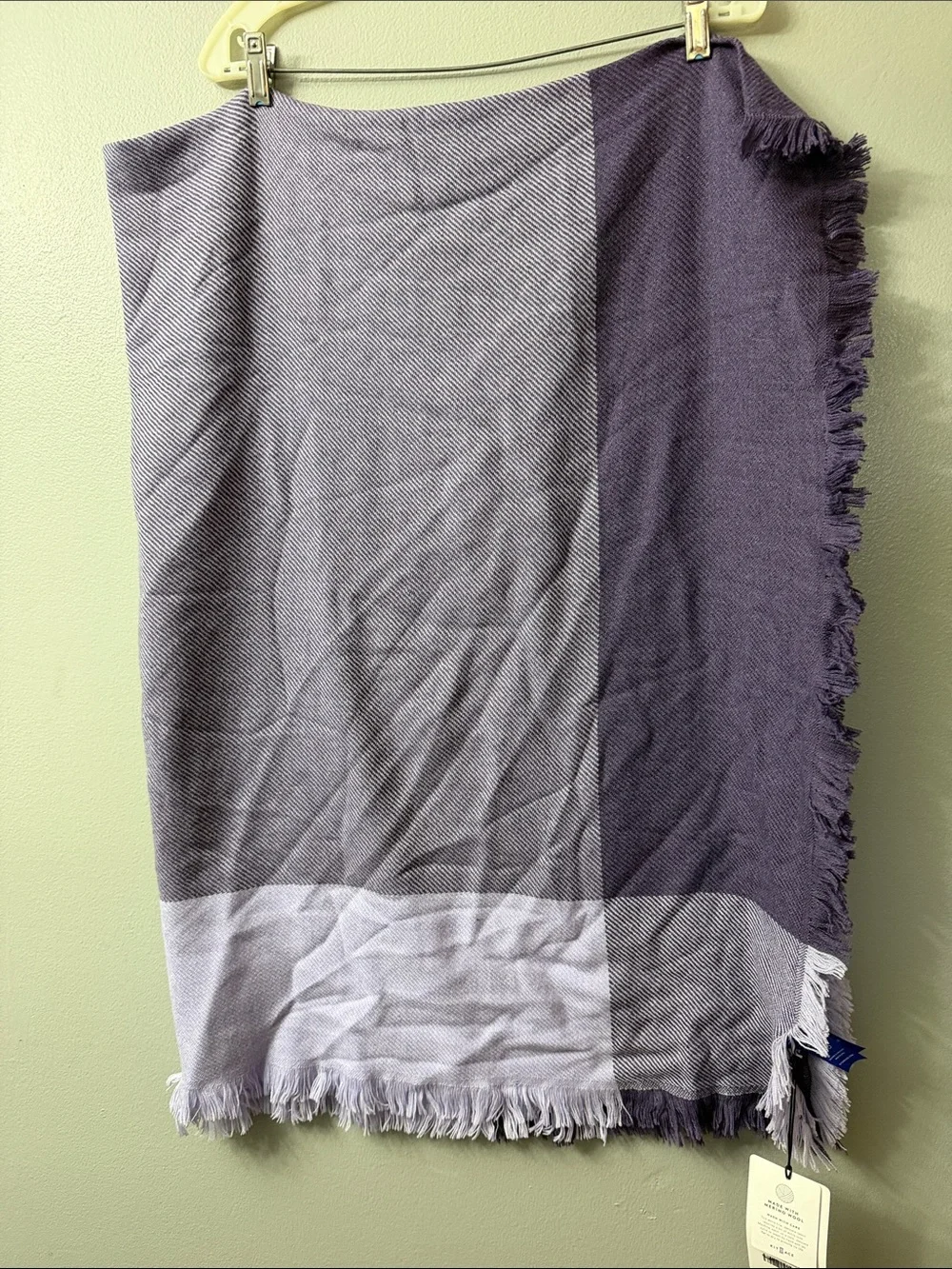 Kit & Ace Purple Gradient Fringe merino wool blend Scarf